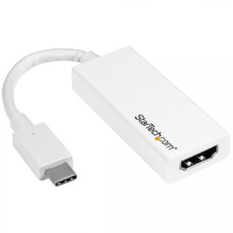 StarTech Adaptateur vidéo USB-C vers HDMI - Convertisseur Type-C vers HDMI - Compatible Thunderbolt 3 - 4K 30 Hz - Blanc (CDP2HDW) - Adaptateur vidéo externe - USB-C - HDMI - blanc - pour P/N: TB3DK2DPPD, TB3DK2DPPDUE, TB3DK2DPW, TB3DK2DPWUE, TB3DKDPMAW, 
