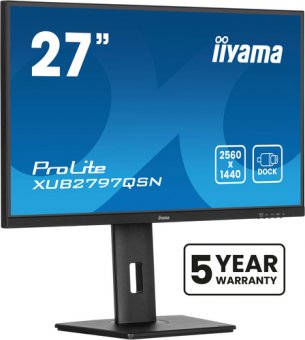 iiyama ProLite XUB2797QSN-B2 - Écran LED - 27" - 2560 x 1440 QHD @ 100 Hz - IPS - 300 cd/m² - 1300:1 - 1 ms - HDMI, DisplayPort, USB-C - haut-parleurs - noir, mat 