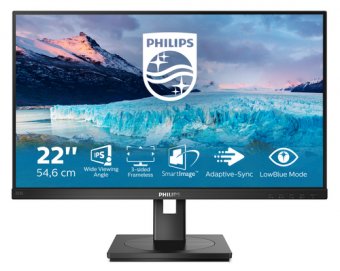 Philips S-line 222S1AE - Écran LED - 22" - 1920 x 1080 Full HD (1080p) @ 75 Hz - IPS - 250 cd/m² - 1000:1 - 4 ms - HDMI, DVI-D, VGA, DisplayPort - haut-parleurs - noir texturé 