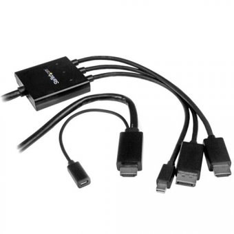 Startech Câble adaptateur HDMI, DisplayPort ou Mini DisplayPort vers HDMI de 2 m - Convertisseur HDMI, DP, Mini DP vers HDMI - Noir - Adaptateur vidéo - HDMI, DisplayPort, Mini DisplayPort mâle pour HDMI, Micro-USB de type B (alimentation uniquement) - 2 
