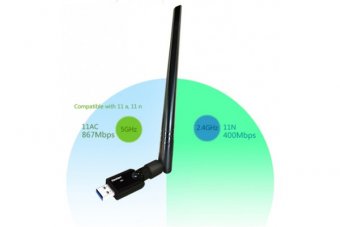 DEXLAN MINI CLÉ USB WiFi AC1200 ANTENNE DEMONTABLE 