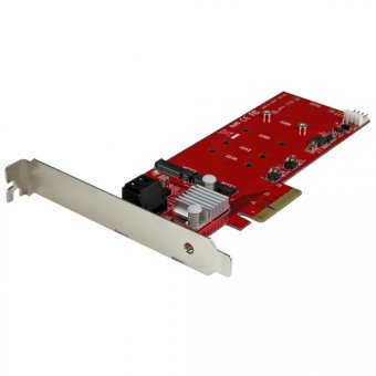 StarTech.com Carte contrôleur PCI Express RAID pour 2 SSD M.2 NGFF plus 2 ports SATA III 6 Gb/s - Carte PCIe SATA - Contrôleur de stockage (RAID) - M.2 - M.2 Card / SATA 6Gb/s - RAID 0, 1, 10, JBOD - PCIe 2.0 x2 - pour P/N: BNDTB10GI, BNDTB210GSFP, BNDTB3 