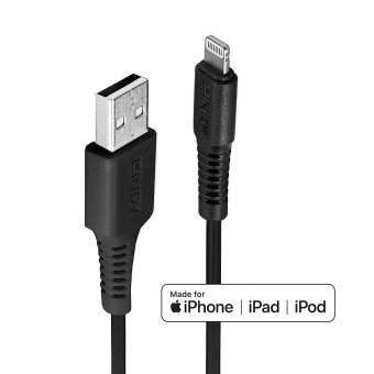 Lindy Câble USB Type A vers Lightning, noir, 2m 
