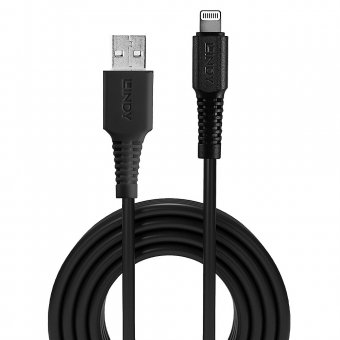 Lindy Câble USB Type A vers Lightning, noir, 2m 