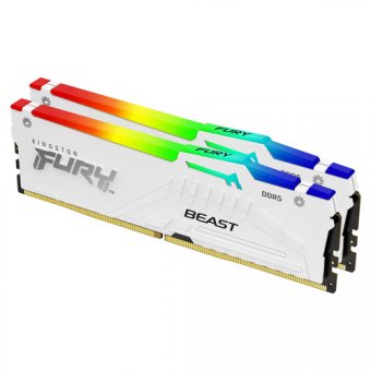 Kingston FURY Beast RGB - DDR5 - kit - 32 Go: 2 x 16 Go - DIMM 288 broches - 6000 MT/s / PC5-48000 - CL36 - 1.35 V - mémoire sans tampon - on-die ECC - blanc 