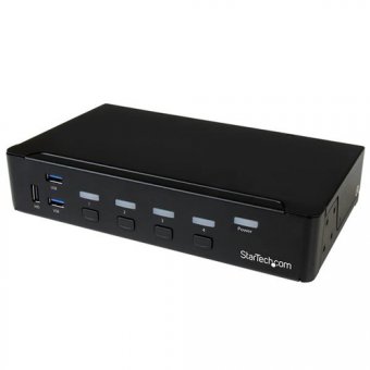 StarTech.com Switch KVM USB DisplayPort à 4 ports - Commutateur écran clavier souris DP avec hub USB 3.0 intégré - 4K 30 Hz (SV431DPU3A2) - Commutateur écran-clavier-souris/USB - 4 x KVM / audio / USB + 3 x SuperSpeed USB - 1 utilisateur local - Montable 