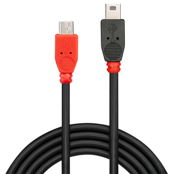 Lindy Câble OTG USB 2.0 Type Micro-B vers Mini-B, 0.5m 