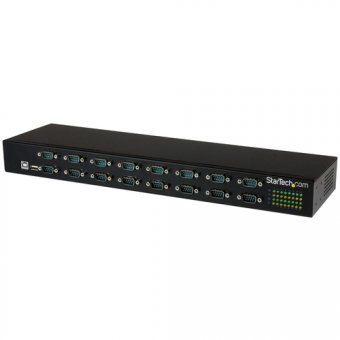 StarTech.com Hub série RS232 à 16 ports - Adaptateur USB vers 16x DB9 RS232 à montage en rack avec installation en série - Adaptateur série - USB 2.0 - RS-232 x 16 - noir 