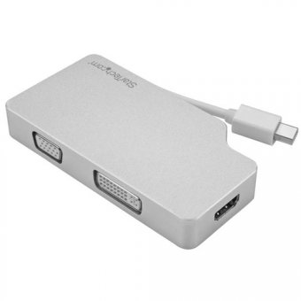 StarTech.com Adaptateur de voyage audio/vidéo 3 en 1 - Convertisseur Mini DisplayPort vers VGA, DVI ou HDMI - 4K - Aluminium - Convertisseur vidéo - DisplayPort - DVI, HDMI, VGA 