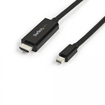 StarTech.com Câble adaptateur Mini DisplayPort vers HDMI de 3 m - Convertisseur Mini DP vers HDMI avec câble intégré - 4K 30 Hz - Noir - Câble adaptateur - Mini DisplayPort mâle pour HDMI mâle - 3 m - noir - support 4K 