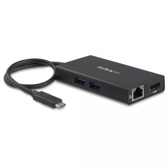 StarTech.com Adaptateur multiport USB Type-C pour ordinateur portable - Power Delivery - HDMI 4K - GbE - USB 3.0 (DKT30CHPD) - Adaptateur vidéo - Conformité TAA - USB-C mâle pour RJ-45, HDMI, USB type A, USB-C femelle - 9.6 cm - noir - support 4K, USB Pow 