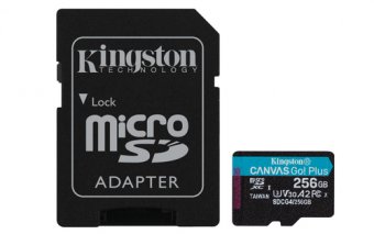 Kingston Canvas Go! Plus - Carte mémoire flash (adaptateur microSDXC vers SD inclus(e)) - 256 Go - A2 / Video Class V30 / UHS-I U3 / Class10 - microSDXC UHS-I 