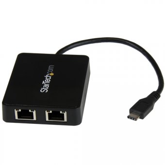 StarTech.com Adaptateur réseau USB-C vers 2 ports Gigabit Ethernet avec port USB 3.0 (Type-A) (US1GC301AU2R) - Adaptateur réseau - USB-C - Gigabit Ethernet x 2 + USB 3.0 - pour P/N: TB33A1C 
