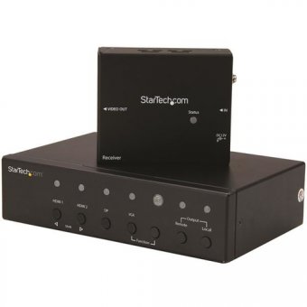 StarTech.com Extendeur vidéo HDBaseT - Multi-entrées - HDMI VGA DisplayPort via Cat5e ou Cat6 - Étendeur HDBaseT avec switch intégré - 4K - Prolongateur audio/vidéo - HDMI - plus de CAT 5e/6 - jusqu'à 70 m 