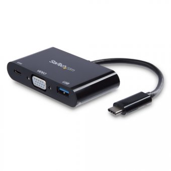 StarTech.com Adaptateur multiport USB-C vers VGA - Convertisseur USB Type-C de voyage avec port USB-A et Power Delivery - Station d'accueil - USB-C / Thunderbolt 3 - VGA 