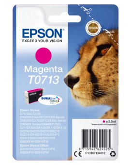 Epson T0713 - 5.5 ml - magenta - original - emballage coque avec alarme radioélectrique - cartouche d'encre - pour Stylus DX9400, SX115, SX210, SX215, SX218, SX415, SX515, SX610, Stylus Office BX310, BX610 