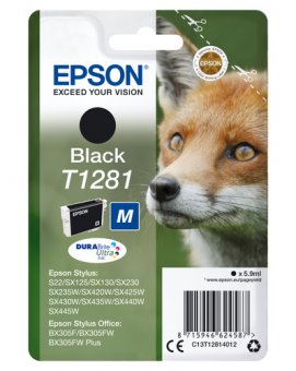 Epson T1281 - Taille M - noir - original - emballage coque avec alarme radioélectrique/ acoustique - cartouche d'encre - pour Stylus S22, SX230, SX235, SX420, SX430, SX435, SX438, SX440, SX445, Stylus Office BX305 