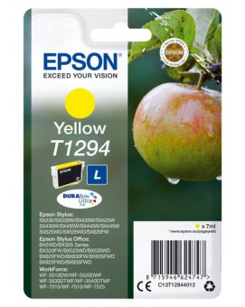 Epson T1294 - 7 ml - taille L - jaune - original - blister - cartouche d'encre - pour Stylus SX230, SX235, SX430, SX438, WorkForce WF-3010, 3520, 3530, 3540, 7015, 7515, 7525 