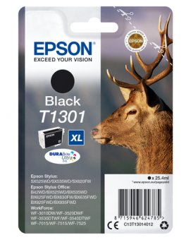 Epson T1301 - 25.4 ml - taille XL - noir - original - blister - cartouche d'encre - pour Stylus Office BX630, BX635, BX935, WorkForce WF-3010, 3520, 3530, 3540, 7015, 7515, 7525 