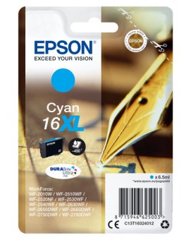 Epson 16XL - 6.5 ml - XL - cyan - original - blister - cartouche d'encre - pour WorkForce WF-2010, 2510, 2520, 2530, 2540, 2630, 2650, 2660, 2750, 2760 