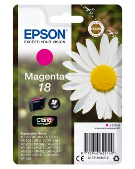 Epson 18 - 3.3 ml - magenta - original - emballage coque avec alarme radioélectrique/ acoustique - cartouche d'encre - pour Expression Home XP-212, 215, 225, 312, 315, 322, 325, 412, 415, 422, 425 