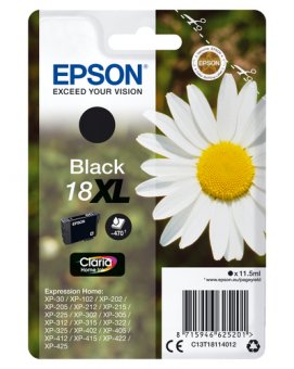 Epson 18XL - 11.5 ml - XL - noir - original - emballage coque avec alarme radioélectrique - cartouche d'encre - pour Expression Home XP-212, 215, 225, 312, 315, 322, 325, 412, 415, 422, 425 