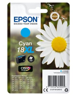 Epson 18XL - 6.6 ml - XL - cyan - original - emballage coque avec alarme radioélectrique - cartouche d'encre - pour Expression Home XP-212, 215, 225, 312, 315, 322, 325, 412, 415, 422, 425 
