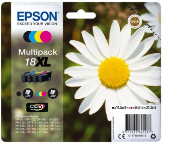 Epson 18XL - Pack de 4 - XL - noir, jaune, cyan, magenta - original - blister - cartouche d'encre - pour Expression Home XP-212, 215, 225, 312, 315, 322, 325, 412, 415, 422, 425 