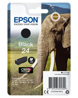 Epson 24 - 5.1 ml - noir - original - cartouche d'encre - pour Expression Photo XP-55, 750, 760, 850, 860, 950, 960, 970, Expression Premium XP-750, 850 