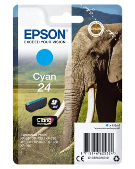 Epson 24 - 4.6 ml - cyan - original - cartouche d'encre - pour Expression Photo XP-55, 750, 760, 850, 860, 950, 960, 970, Expression Premium XP-750, 850 
