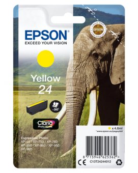 Epson 24 - 4.6 ml - jaune - original - cartouche d'encre - pour Expression Photo XP-55, 750, 760, 850, 860, 950, 960, 970, Expression Premium XP-750, 850 