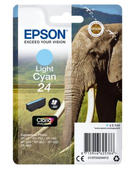 Epson 24 - 5.1 ml - cyan clair - original - cartouche d'encre - pour Expression Photo XP-55, 750, 760, 850, 860, 950, 960, 970, Expression Premium XP-750, 850 