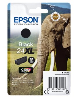 Epson 24XL - 10 ml - XL - noir - original - cartouche d'encre - pour Expression Photo XP-55, 750, 760, 850, 860, 950, 960, 970, Expression Premium XP-750, 850 