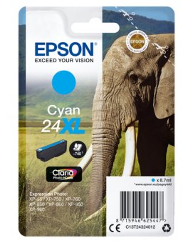 Epson 24XL - 8.7 ml - XL - cyan - original - cartouche d'encre - pour Expression Photo XP-55, 750, 760, 850, 860, 950, 960, 970, Expression Premium XP-750, 850 