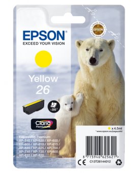 Epson 26 - 4.5 ml - jaune - original - blister - cartouche d'encre - pour Expression Premium XP-510, 520, 600, 605, 610, 615, 620, 625, 700, 710, 720, 800, 810, 820 