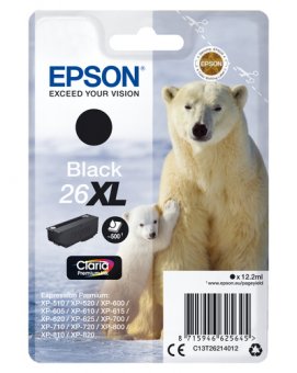 Epson 26XL - 12.2 ml - XL - noir - original - blister - cartouche d'encre - pour Expression Premium XP-510, 520, 600, 605, 610, 615, 620, 625, 700, 710, 720, 800, 810, 820 