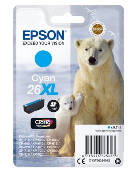 Epson 26XL - 8.7 ml - XL - cyan - original - blister - cartouche d'encre - pour Expression Premium XP-510, 520, 600, 605, 610, 615, 620, 625, 700, 710, 720, 800, 810, 820 