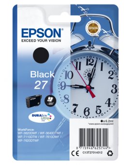 Epson 27 - 6.2 ml - noir - original - emballage coque avec alarme radioélectrique/ acoustique - cartouche d'encre - pour WorkForce WF-3620, WF-3640, WF-7110, WF-7610, WF-7620, WF-7715, WF-7720 