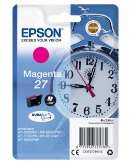 Epson 27 - 3.6 ml - magenta - original - cartouche d'encre - pour WorkForce WF-3620, WF-3640, WF-7110, WF-7210, WF-7610, WF-7620, WF-7710, WF-7715, WF-7720 