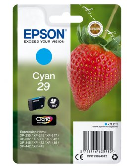 Epson 29 - 3.2 ml - cyan - original - blister - cartouche d'encre - pour Expression Home XP-245, 247, 255, 257, 332, 342, 345, 352, 355, 435, 442, 445, 452, 455 