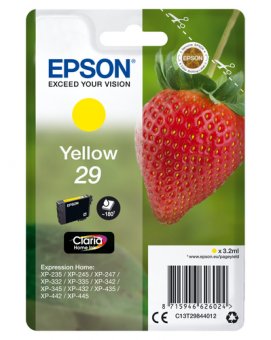Epson 29 - 3.2 ml - jaune - original - emballage coque avec alarme radioélectrique/ acoustique - cartouche d'encre - pour Expression Home XP-235, 245, 247, 255, 332, 335, 342, 345, 432, 435, 442, 445, 455 
