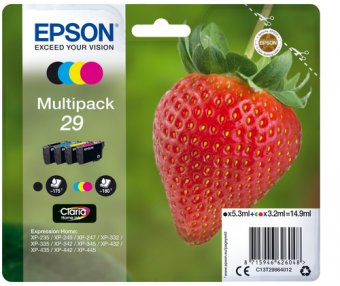 Epson 29 Multipack - Pack de 4 - 14.9 ml - noir, jaune, cyan, magenta - original - emballage coque avec alarme radioélectrique/ acoustique - cartouche d'encre - pour Expression Home XP-235, 245, 247, 255, 332, 335, 342, 345, 432, 435, 442, 445, 455 