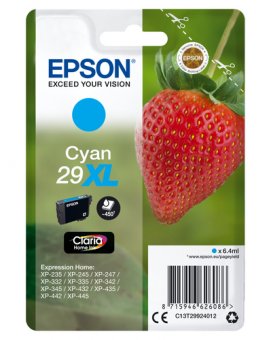 Epson 29XL - 6.4 ml - XL - cyan - original - emballage coque avec alarme radioélectrique/ acoustique - cartouche d'encre - pour Expression Home XP-235, 245, 247, 255, 332, 335, 342, 345, 432, 435, 442, 445, 455 