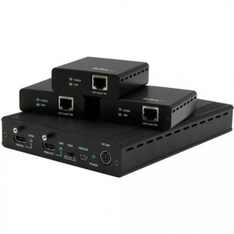 StarTech.com Kit extendeur HDBaseT 3 ports avec 3 récepteurs - Splitter HDMI 1x3 via Cat5 - Système de distribution HDBaseT 1 vers 3 - 4K - Prolongateur audio/vidéo - jusqu'à 70 m 