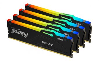 Kingston FURY Beast RGB - DDR5 - kit - 64 Go: 4 x 16 Go - DIMM 288 broches - 5600 MT/s / PC5-44800 - CL40 - 1.25 V - mémoire sans tampon - on-die ECC - noir 