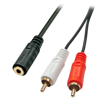 Lindy Câble audio Premium 2 x RCA (Cinch) vers jack 3,5mm femelle, 25cm 