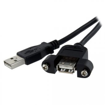 StarTech.com Câble USB 2.0 à montage sur panneau de 30cm - Rallonge USB monté sur goulotte - Cordon USB A vers A - F/M - Noir - Rallonge de câble USB - USB (M) pour USB (F) - USB 2.0 - 30 cm - moulé, vis moletées - noir - pour P/N: UUSBOTG 