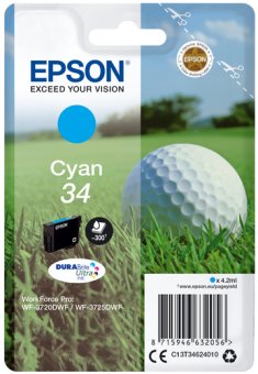 Epson 34 - 4.2 ml - cyan - original - cartouche d'encre - pour WorkForce Pro WF-3720, WF-3720DWF, WF-3725DWF 