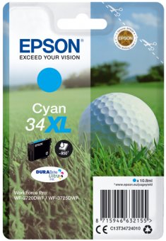 Epson 34XL - 10.8 ml - XL - cyan - original - cartouche d'encre - pour WorkForce Pro WF-3720, WF-3720DWF, WF-3725DWF 