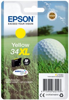 Epson 34XL - 10.8 ml - XL - jaune - original - blister - cartouche d'encre - pour WorkForce Pro WF-3720, WF-3720DWF, WF-3725DWF 